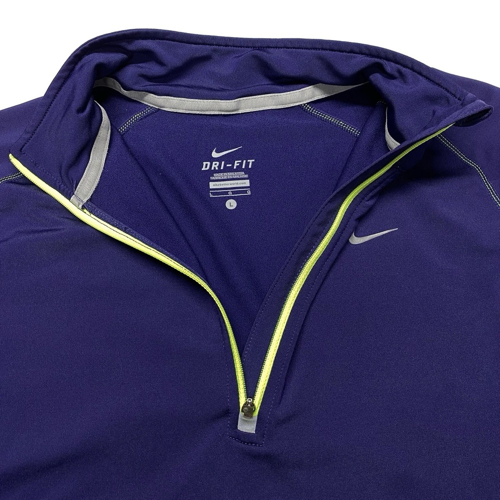 Nike Running Womens Sz L Purple Neon Dri-Fit 1/4 Zip Pullover Top‎ - Picture 4 of 11